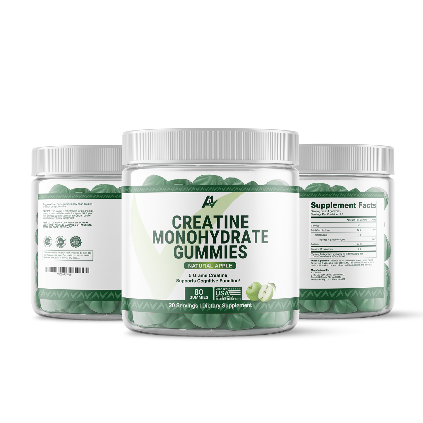 Creatine Monohydrate Gummies - Natural Apple Flavor