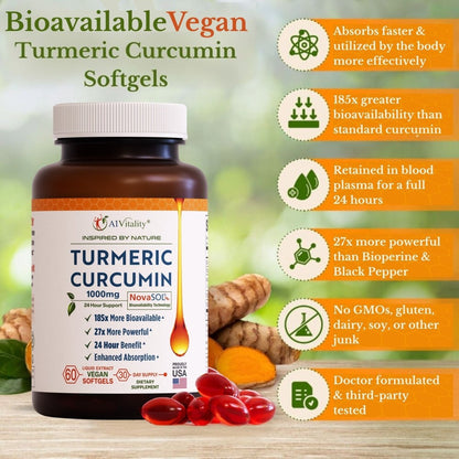 Vegan Turmeric Curcumin with NovaSOL® - A1 Vitality