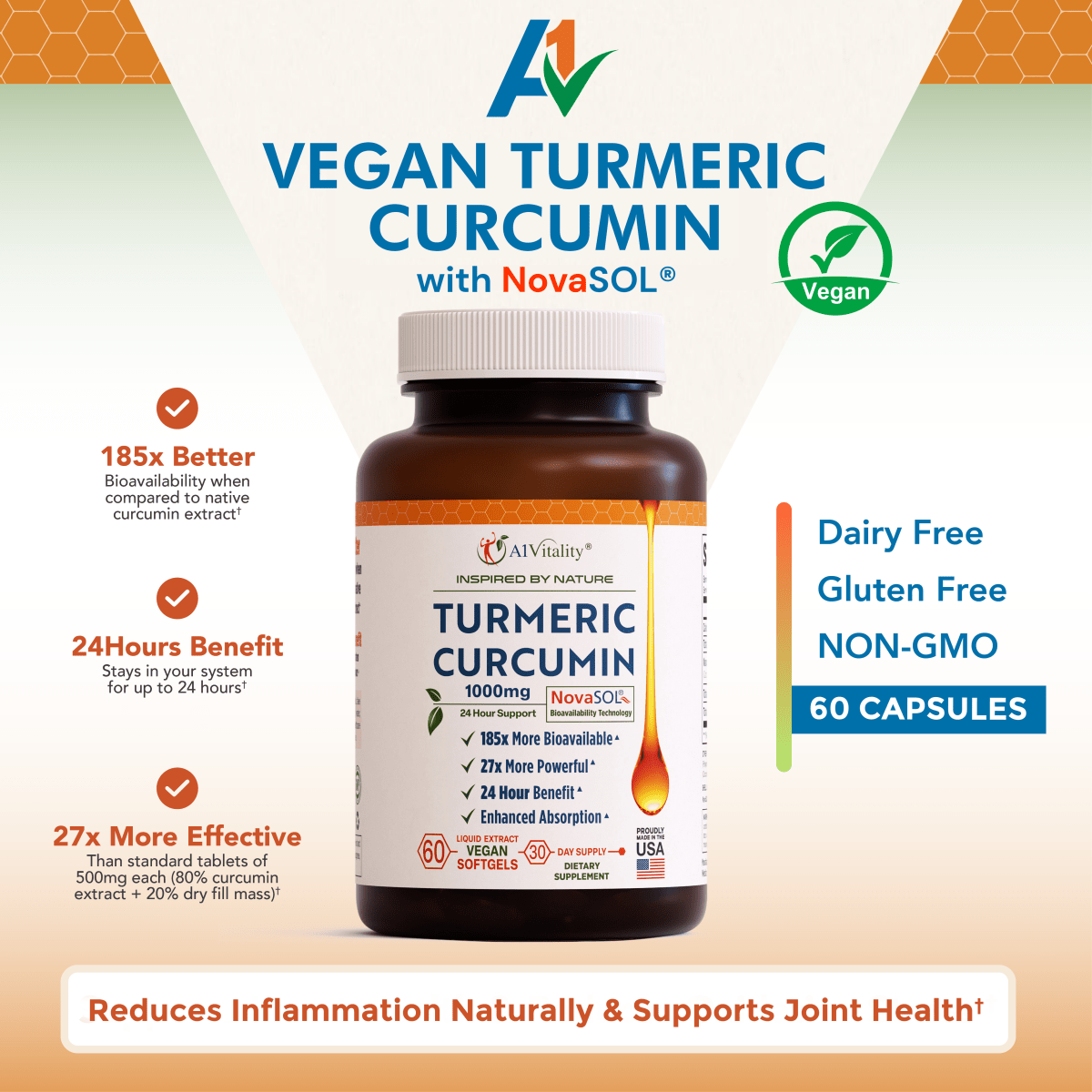 Vegan Turmeric Curcumin with NovaSOL® - A1 Vitality